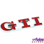 Gti Red and Chrome Sticker Badge-0